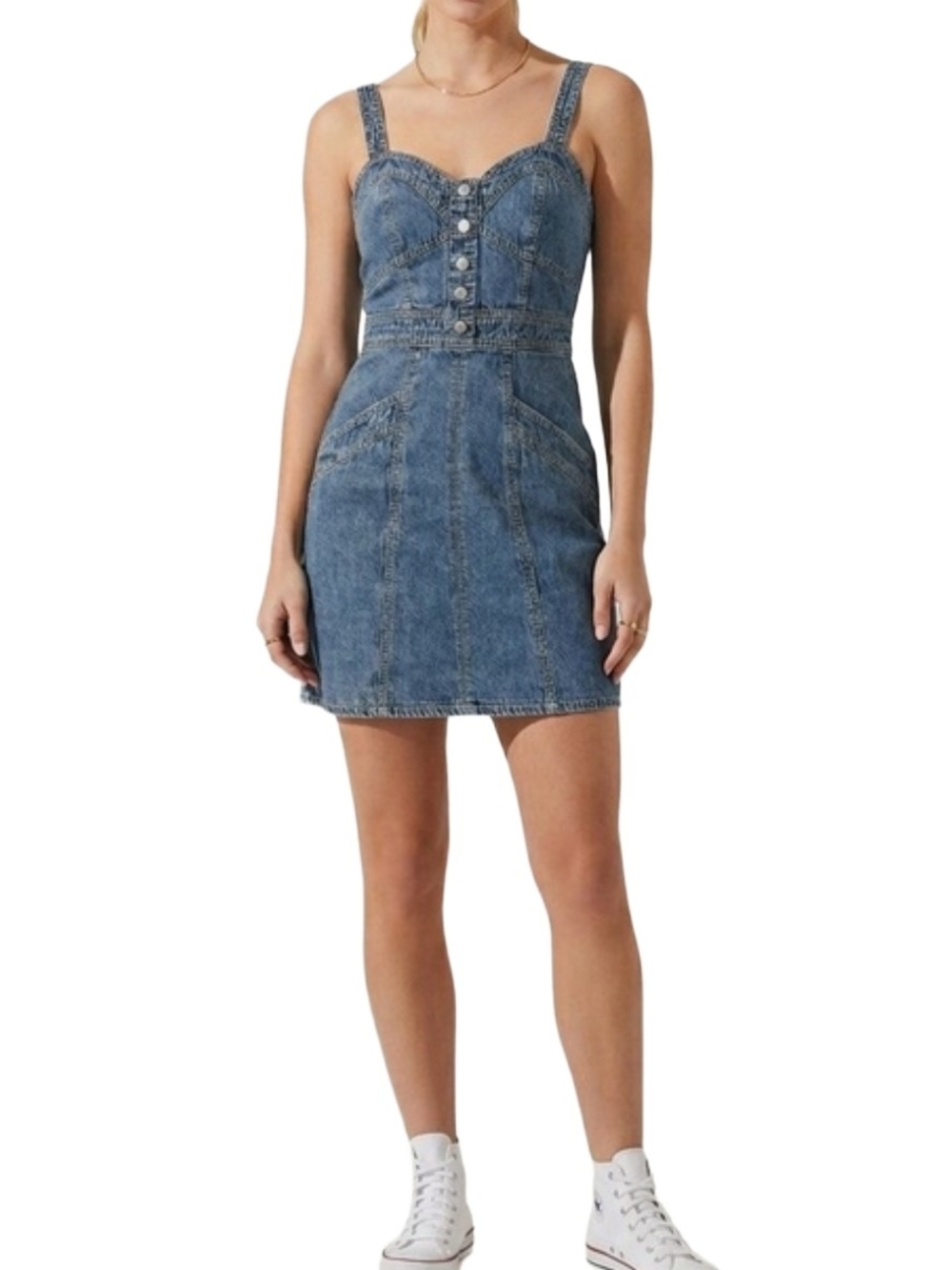 Japna Vintage Y2K Blue Denim Sweetheart Mini Dress Size M